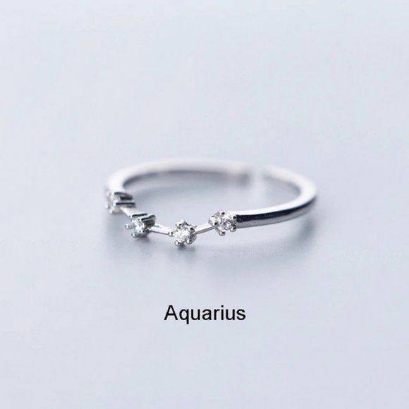 Jewelry - *Sterling Silver Zodiac Resizable Ring-Aquarius